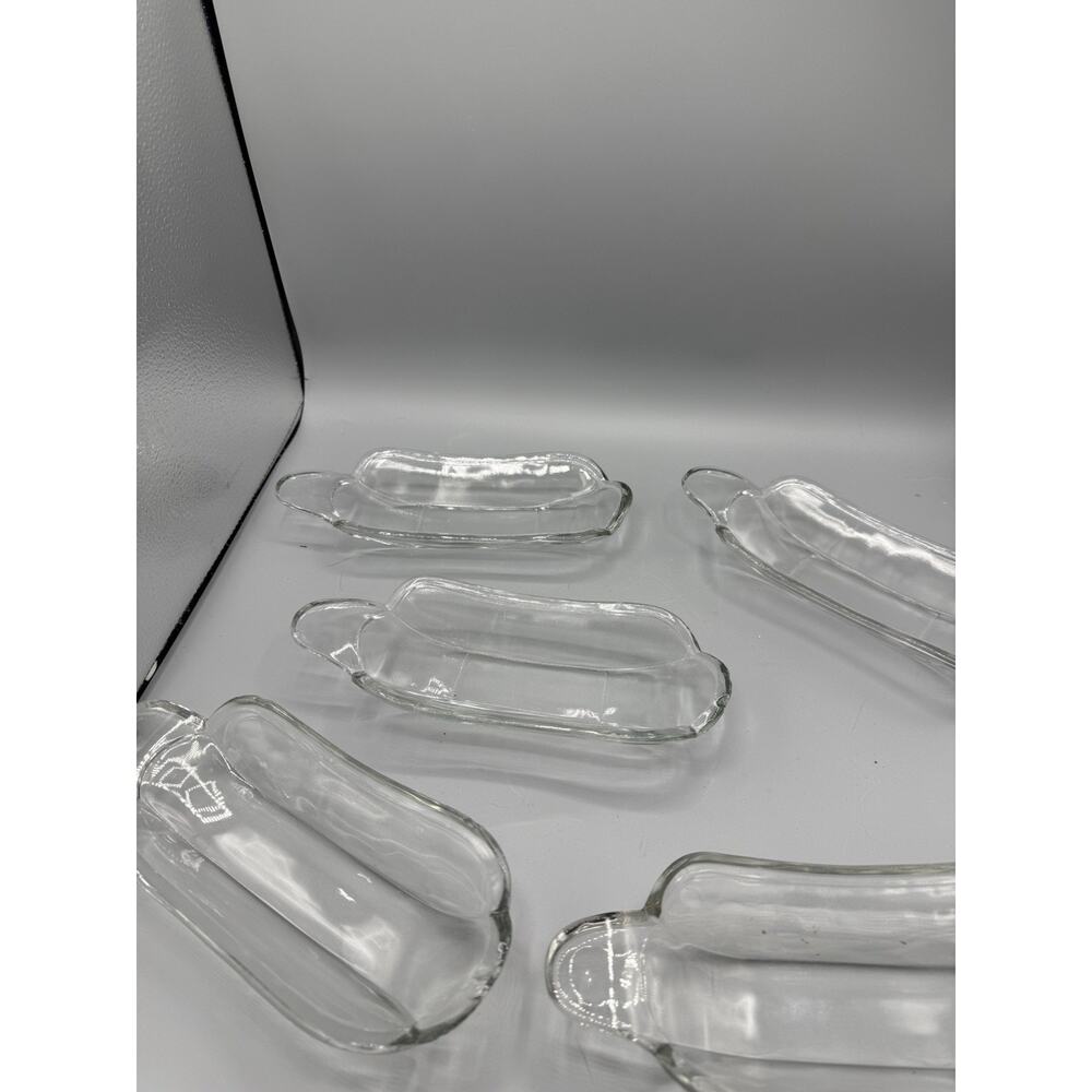 Vintage Clear Glass Banana Split Dishes 8” Set of 5 Dessert Ice Cream Boats